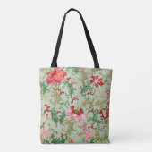 Groene Chinese Bloem Aangepaste Monogram Tote Tas (Achterkant)