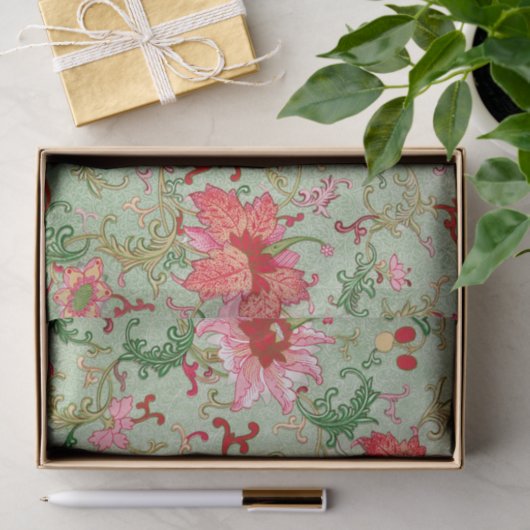 Groene Chinese Bloemen Decoupage Tissue Paper Tissuepapier (Geschenk)
