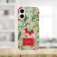 Groene Chinese Bloemenkrans Custom Monogram