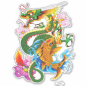 Groene Chinese Draak Koi Sticker (Voorkant)