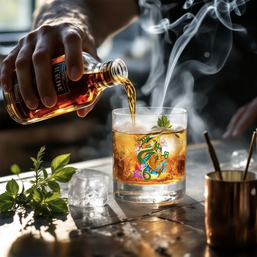 Groene Chinese Draak Koi Whisky Glas