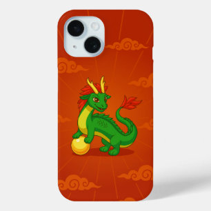 Groene Chinese Draak op Rood