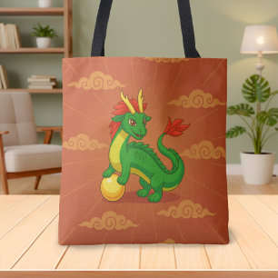 Groene Chinese Draak op Rood Draagtas
