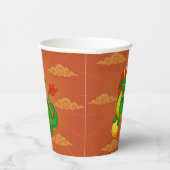 Groene Chinese Draak op Rood Papieren Bekers (Rechts)