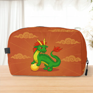 Groene Chinese Draak op Rood Toilettasje