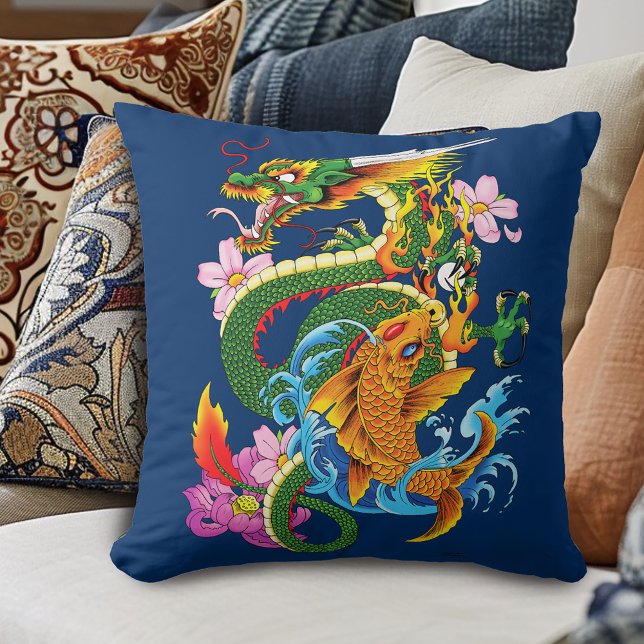 Groene Chinese Dragon Koi Kussen (Creator heeft geüpload)
