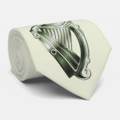 Groene Chrome Celtic Harp op een niktie Stropdas (Opgerold)