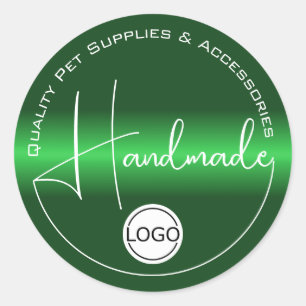 Groene Chrome kleurverloop handgemaakte Logo Sjabl Ronde Sticker