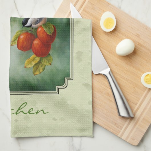 Groene cichorei en appelboom theedoek (Quarter Fold)