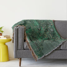 Groene Circuit Board Cotton Throw Blanket
