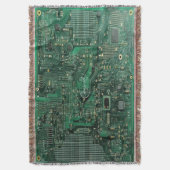 Groene Circuit Board Cotton Throw Blanket Deken (Voorkant Verticaal)