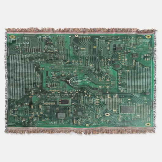Groene Circuit Board Cotton Throw Blanket Deken (Voorkant)