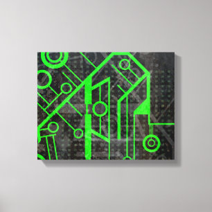 Groene Circuit Canvas Afdruk