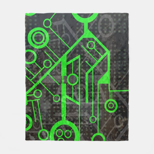Groene Circuit Fleece Deken (Voorkant)