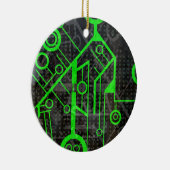 Groene Circuit Keramisch Ornament (Rechts)