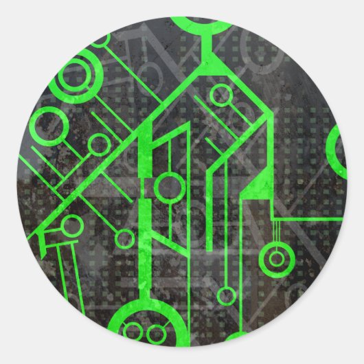 Groene Circuit Ronde Sticker (Voorkant)