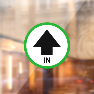Groene cirkel IN toegangspijl – winkelpui Raamsticker