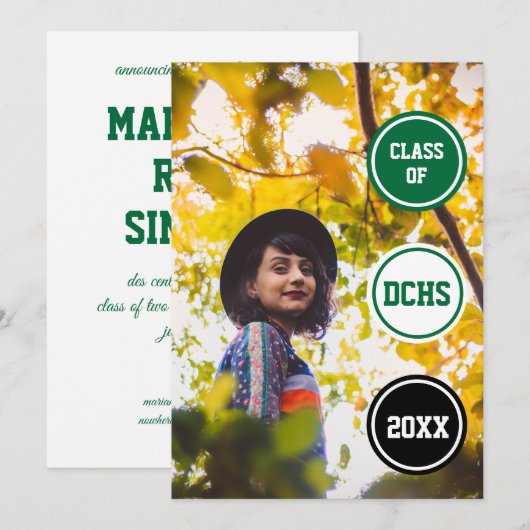 Groene cirkels Foto Afstuderen Kaart (Voorkant / Achterkant)