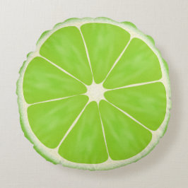 Groene Citrus Limoen Fruit Slice Rond Kussen