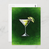 Groene cocktail absinthe briefkaart (Voorkant / Achterkant)