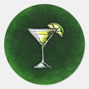 Groene cocktail absinthe ronde sticker