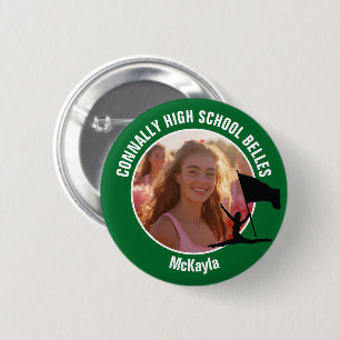 Groene Color Guard Foto Hoge School Danser Ronde Button 5,7 Cm