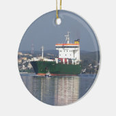 Groene commerciële vehikelferry keramisch ornament (Links)