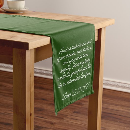 Groene communie tafel loper Lukas 22:19-20 Statenv (Voorbeeld)