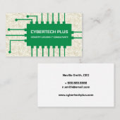 Groene Computer Chip Circuits en IT-technologie Visitekaartje (Voorkant / Achterkant)
