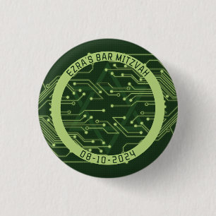 Groene computer printplaat bar mitswa ronde button 3,2 cm