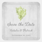 Groene Conch Schelp Save the Date Stickers (Voorkant)