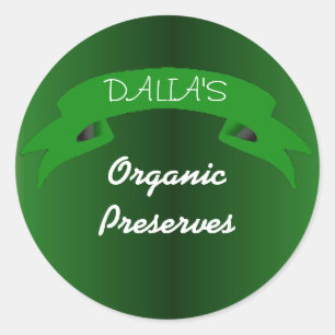 Groene conserven van gelei en jam ronde sticker