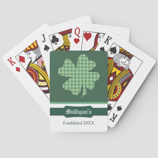 Groene controles Shamrock Personalized Spellards Pokerkaarten (Achterkant)