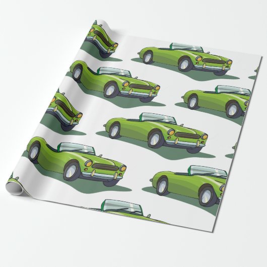 Groene converteerbare auto cadeaupapier (Uitgerold)