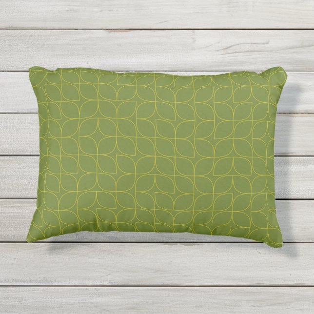 Groene, coole, trendy, speelse bladonthouding buitenkussen (Achterkant)