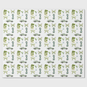 Groene Coquette Esthetische Sticker Set Vintage Cadeaupapier