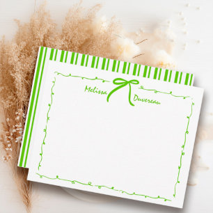 Groene Coquette Preppy Doodle Strik Tweens/ Tiener Notitiekaartje