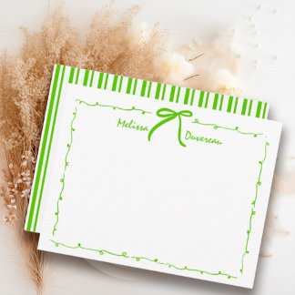 Groene Coquette Preppy Doodle Strik Tweens/ Tiener Notitiekaartje