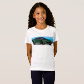 Groene Corvette C7 met blauwe strepen T-shirt (Voorkant volledig)