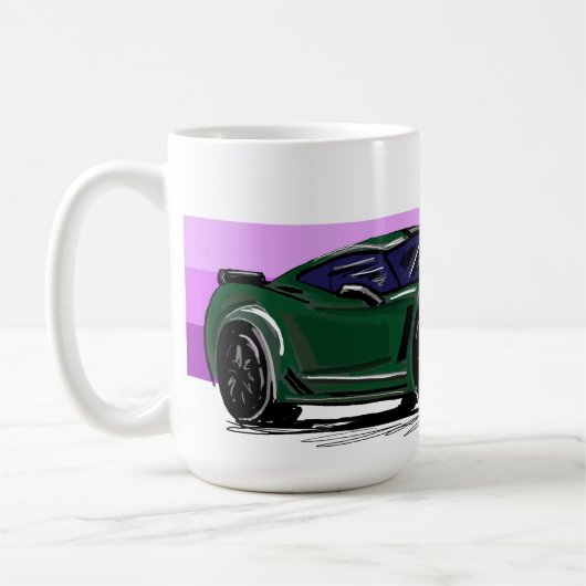 Groene Corvette C7 met Paarse strepen Koffiemok (Links)