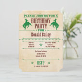 Groene  Cowboy Birthday Uitnodiging (Staand voorkant)