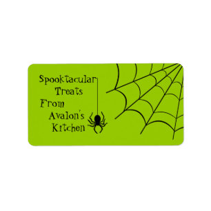 Groene Creepy Spider Halloween Treking Label