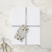 Groene Crème Kerstbomen Cadeaulabel (Met Touw)