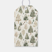 Groene Crème Kerstbomen Cadeaulabel (Achterkant)