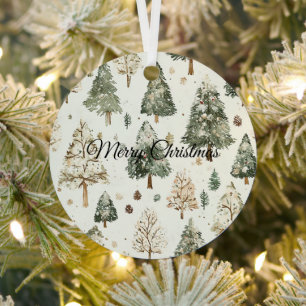 Groene Crème Kerstbomen Metalen Ornament