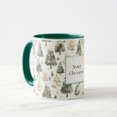 Groene Crème Kerstbomen Mok (Voorkant links)