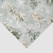 Groene Crème Kerstbomen Sneeuwvlokken Tissuepapier (Detail)