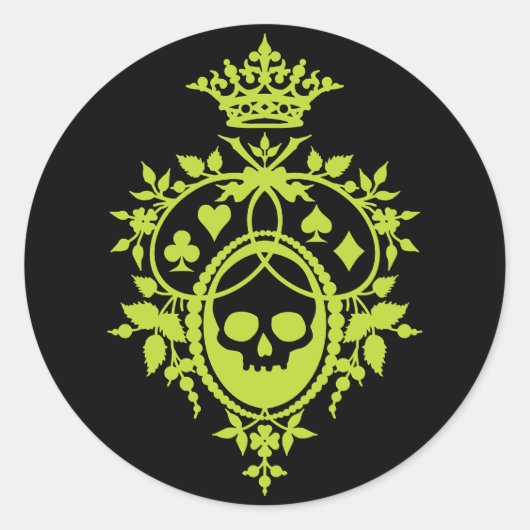 Groene Crest met schedel en trainingspakken Ronde Sticker (Voorkant)