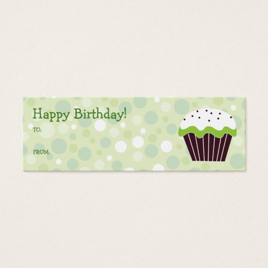 Groene Cupcake Gift Label Mini Visitekaartjes (Voorkant)