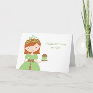 Groene Cupcake Prinses Verjaardag Kaart